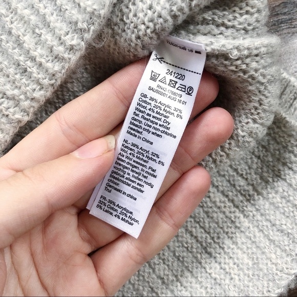 Monsoon • grey boxy knit sweater wool mohair waffle stitch cropped minimalist - Picture 6 of 8